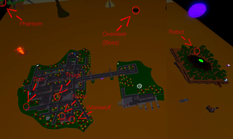 Annotated map of NPC locations